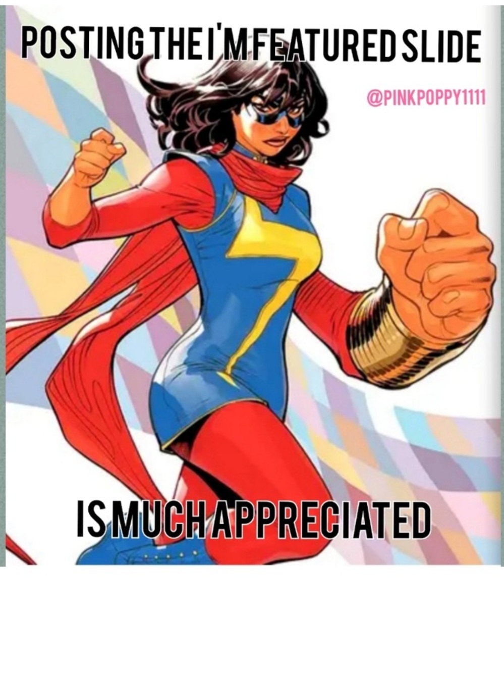 Ms. Marvel Graphic Superhero Art Print - Vibrant Red, Blue, Yellow